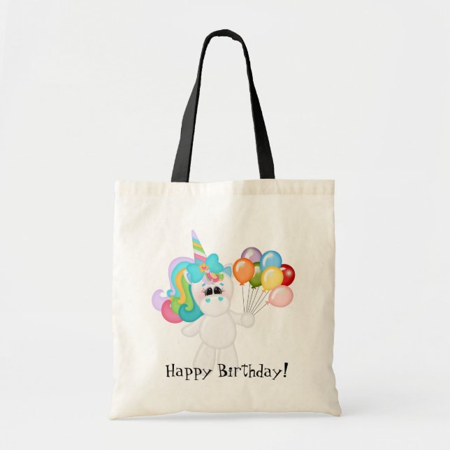 Tela Bolso de tocino de cumpleaños de Unicornio (Frente)