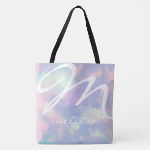 Tela bolso de tote con acuarela lilac de toda impresión