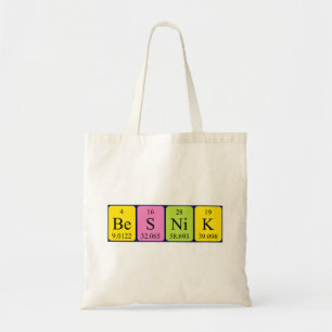 Tela Bolso de tote con el nombre de la tabla periódica