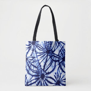 Tela Bolso de tote con Tie Dye añil