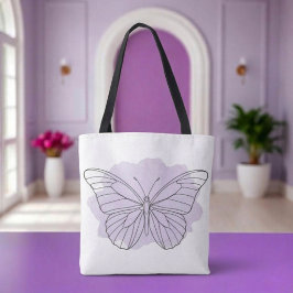 Tela Bolso de tote de acuarela de mariposa lavanda mini