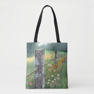 Tela Bolso de tote de arte floral en acuarela