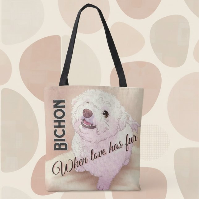 Tela Bolso de tote de Bichon con pelaje de amor (Subido por el creador)