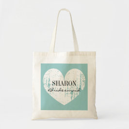 Tela Bolso de tote de dama de honor corazón azul turque