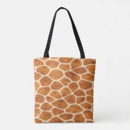 Tela bolso de tote de estampado de jirafa bronceado
