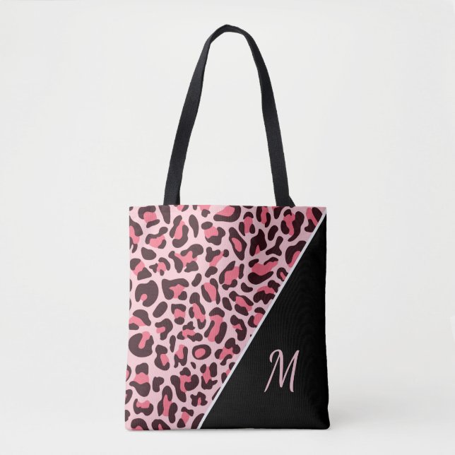 Tela Bolso de tote de estampado de leopardo rosa, bolso (Anverso)