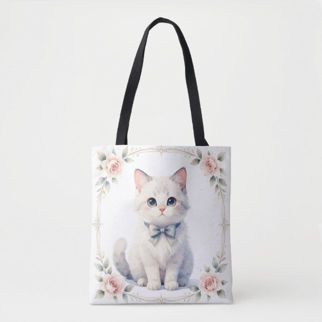 Tela bolso de tote de gatito adorable (Anverso)