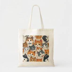 Tela bolso de tote de gato