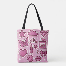 Tela bolso de tote de los pegatinas glam