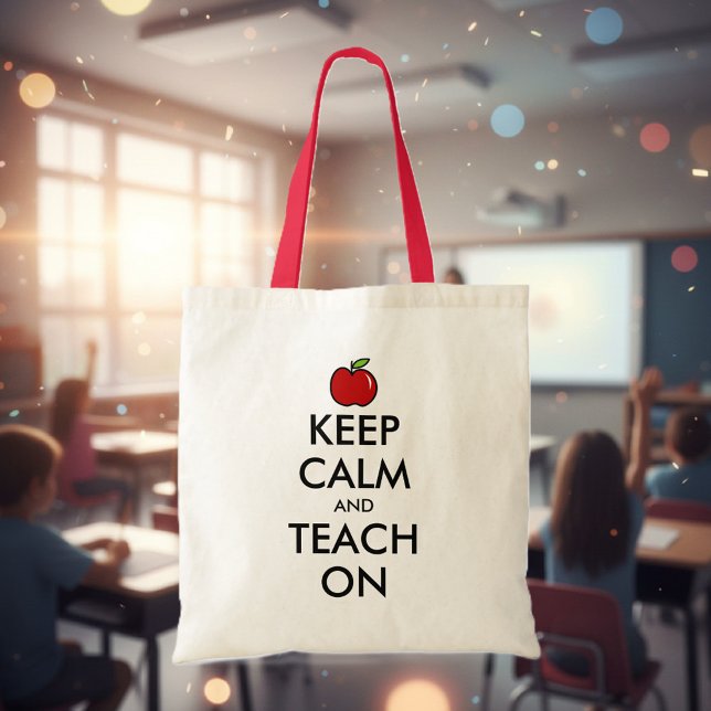 Tela Bolso de tote del profesor | manzana roja mantenga (teacher tote bag)