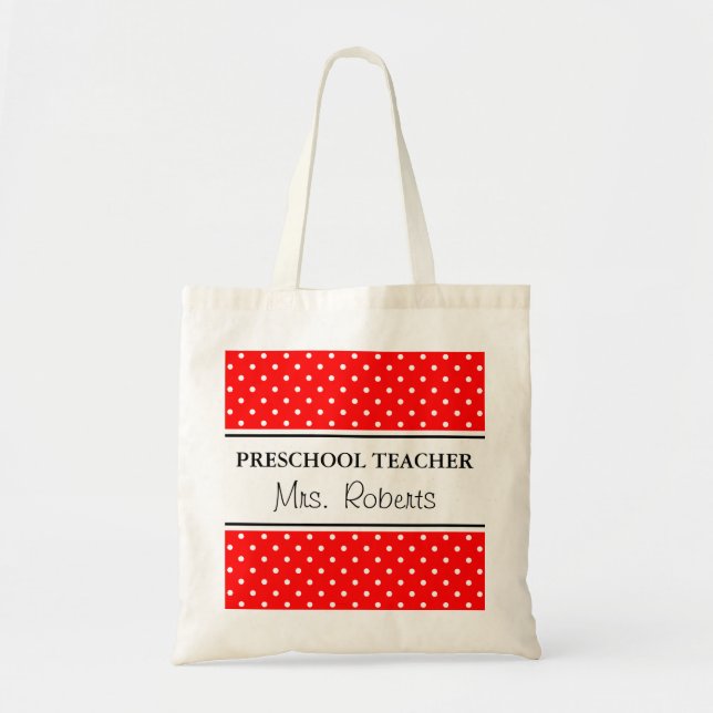 Tela bolso de tote del profesor personalizado de preesc (Frente)