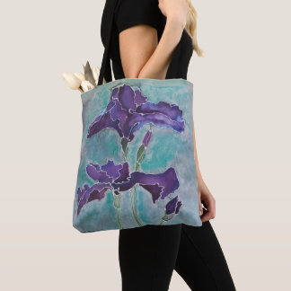Tela Bolso de Tote Floral con Iris Barbudo