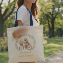 Bolso de tote floral de perezoso con acuarela esté