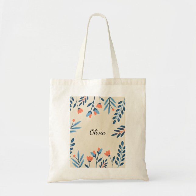 Tela Bolso de Tote Floral - Personalizado (Frente)
