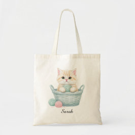 Tela Bolso de tote gatito de lana encantador