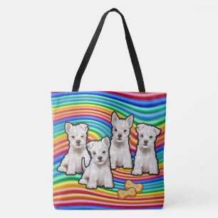 Tela Bolso de tote grande de los perritos del arco iris