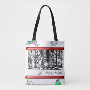 Tela bolso de tote nueva york estilo compras