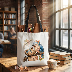 Tela Bolso de tote Pájaro Mamá Está en Casa Regalo Enca