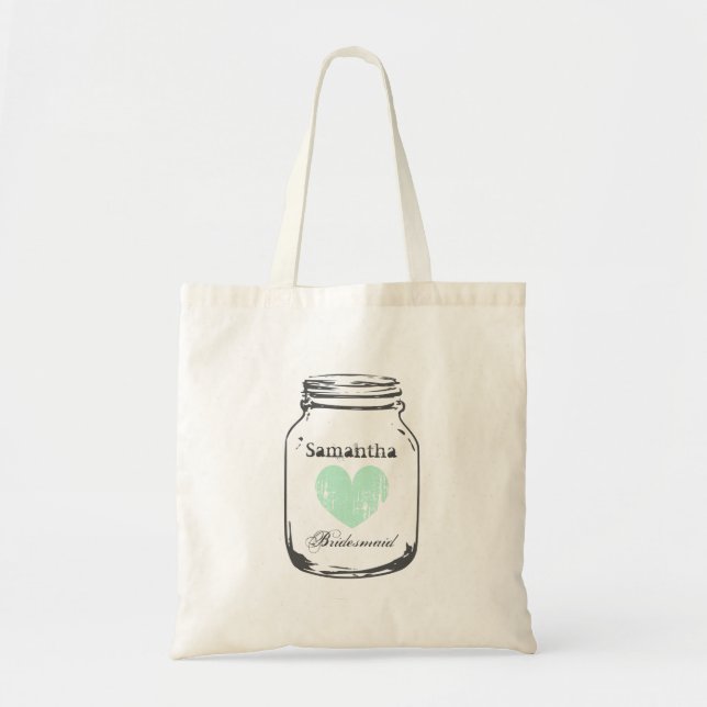 Tela Bolso de tote para damas de honor de boda rústica  (Frente)