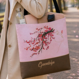 Tela Bolso de tote personalizado de la madre de flor de