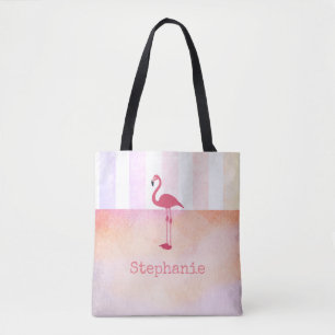 Tela bolso de tote personalizado flamingo rosa personal