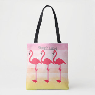 Tela bolso de tote personalizado flamingo rosa personal