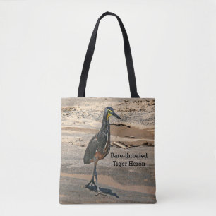 Tela bolso de tote, "TIGER HERON TRATADO BARE" SHOREBIR