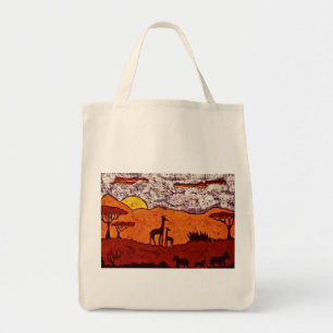Tela Bolso de ultramarinos con paisaje africano