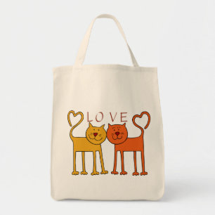 TELA BOLSO DE ULTRAMARINOS DEL AMOR DEL CAT DEL CORAZÓ