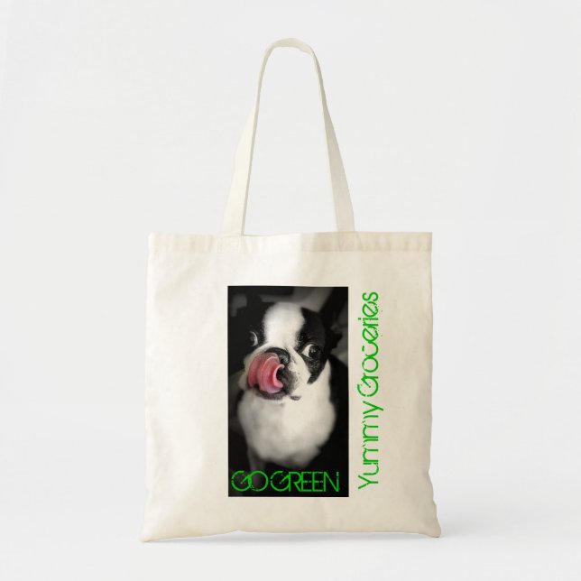Tela Bolso de ultramarinos orgánico de BOSTON TERRIER (Frente)
