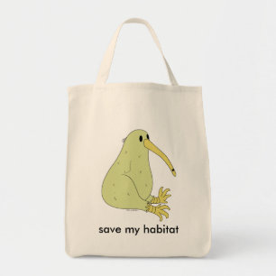 Tela bolso de ultramarinos orgánico del pájaro del kiwi