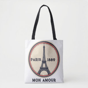 Tela Bolso de viaje Vintage Paris Torre Eiffel 1889