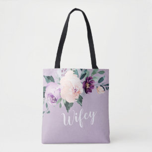 Tela Bolso de wifey personalizado morado botánico flore