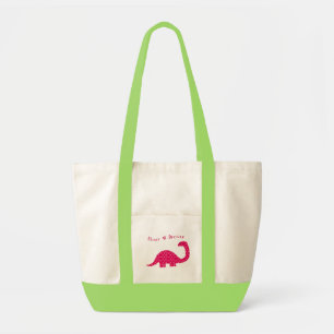 Tela Bolso del acento del dinosaurio de la flor