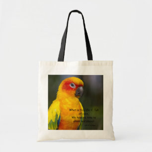 Tela Bolso del loro de Sun Conure (con el texto)
