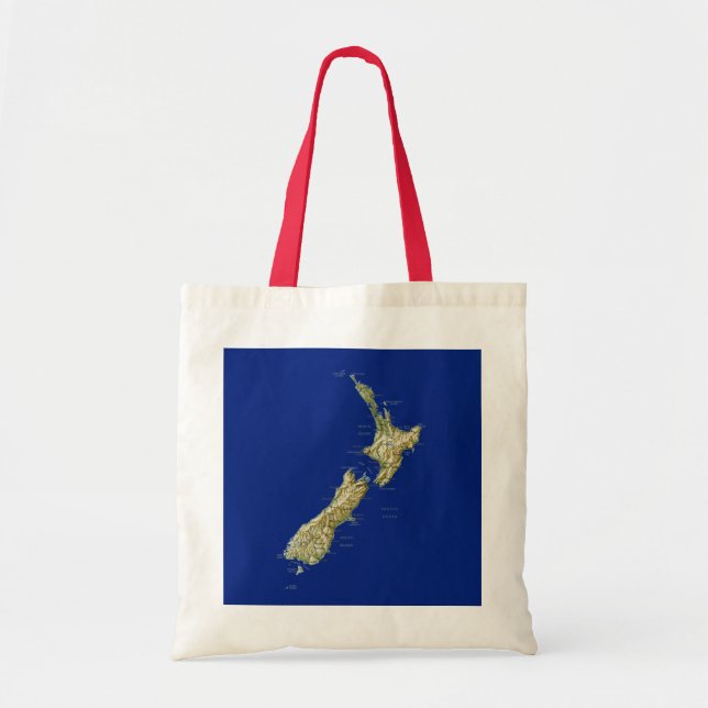 Tela Bolso del mapa de Nueva Zelanda (Frente)