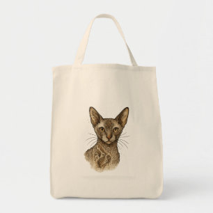 Tela Bolso Elegante Boho con Retrato de Gato