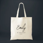 Tela Bolso elegante minimalista moderno para damas de h<br><div class="desc">Bolso de mano personalizado moderno para damas de honor. Agregue fácilmente su nombre y año personalizados a este bolso de mano moderno simple. Un regalo perfecto para familiares y amigos.</div>