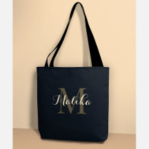 Bolso elegante personalizado con monograma de oro 
