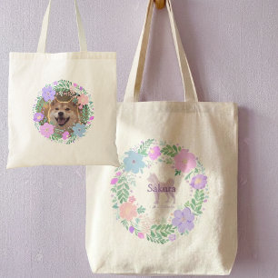 Tela Bolso floral de lavanda Shiba Inu – Amante de las