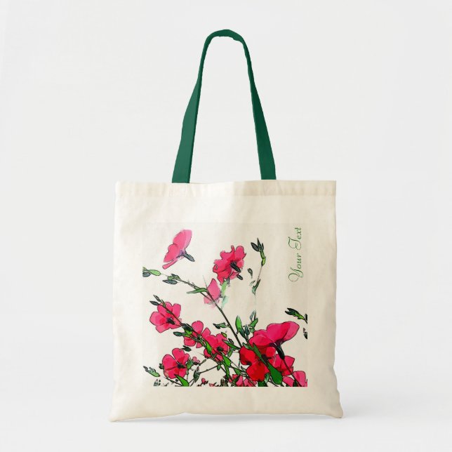 Tela Bolso floral rosado rojo bonito de Customizeable (Frente)