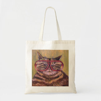 Tela Bolso gordo grande del gato de los vidrios