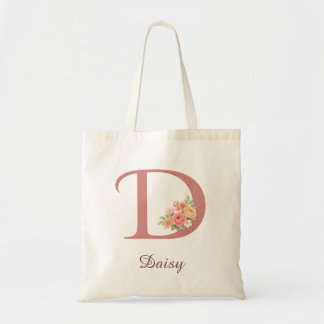 Tela Bolso grande con monograma de letra D floral perso