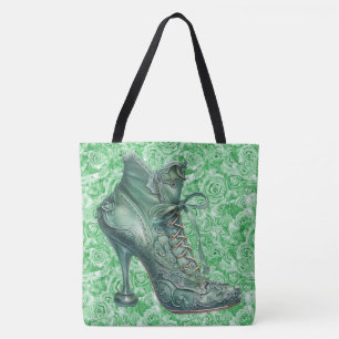 Tela Bolso grande de hombro con botas verdes Steampunk