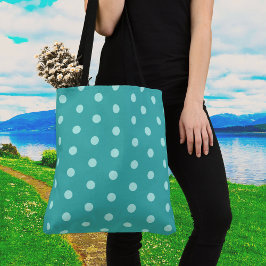 Tela Bolso grande de hombro con lunares de menta