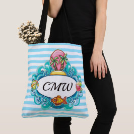 Tela Bolso Grande de Playa Tote - Rayas Atrás