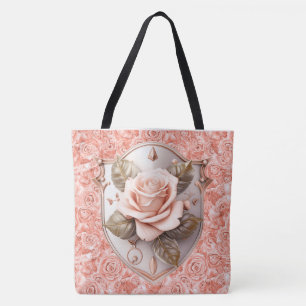 Tela Bolso grande Escudo de Fe en Rosas Rosadas