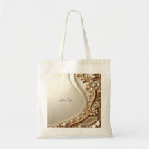 Bolso grande floral ornamentado de oro elegante