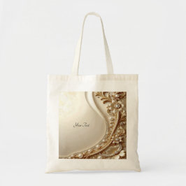 Tela Bolso grande floral ornamentado de oro elegante