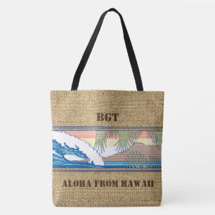 Tela Bolso hawaiano de la playa del monograma de Moana